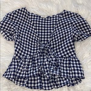 plaid tie front top